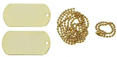 MFH 27473 US Erkennungsmarke aus Edelstahl mit 2 Ketten (Gold)