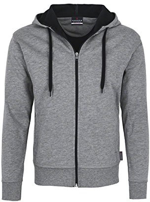 HAKRO Jacke mit Kapuze Bonded - 455 - grau meliert/tinte - Größe: S