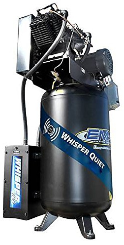 10 HP Quiet Air Compressor, 1 PH, 2-Stage, 80-Gallon, Vertical, EMAX Yellow, Industrial Series, Model ES10V080V1 by EMAX Compressor