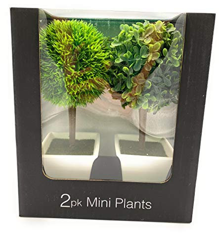 Buchsbaum im Topf 2 stück Künstlich Höhe ca 24 cm Kunststoff Farbmix mit Untertopf Geschenkkarton