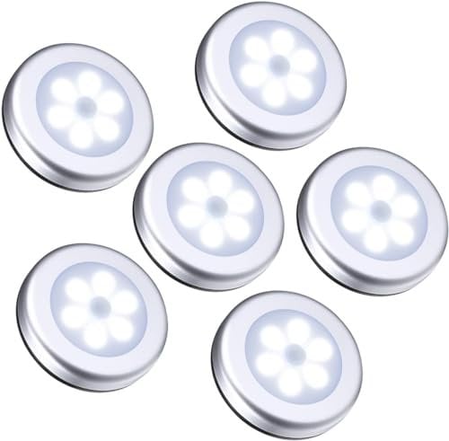 ORIA 6PCS Luce Notturna Sensore Movimento, Luci Armadio Led Senza Fili con Magnete, Auto On/Off, Luce Adesiva a Batteria per Armadio, Corridoio, Scale
