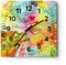 Modern Wanduhr Katze Schmetterling Regenbogen Magie 40x40cm Quadrat Groß Wand Uhr Glas Analog Zimmeruhren Küche Büro Wohnzimmer Glasuhr Wall Clock Dekoration Design Küchenuhr C4AC40x40-2920