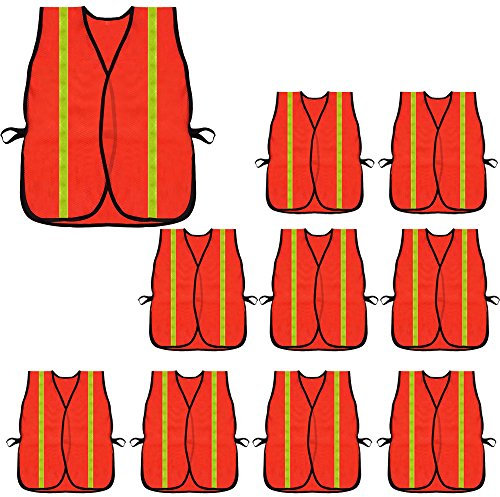 ZOJO Warnwesten EN471 Pannenweste 2020 Unfallweste Pkw Sicherheitsweste Weste Neon Orangen reflektierend Auto, Pkw, LKW (10X Stück)