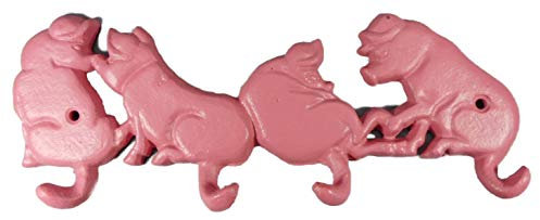 Gusseisen Wandgarderobe rosa Schwein 12 x 27 cm Garderobe Figur Deko GTT D38