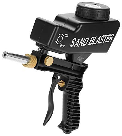 Pistolet de sablage, Akozon pistolet à sablage abrasif pneumatique portable à alimentation par gravité(Noir)