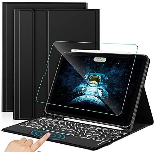 Sross-TEC Funda con Teclado para iPad Air 4, Español Ñ iPad Air 4 10.9 2020 Teclado con Touchpad &Protector de Pantalla, Negro