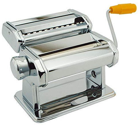 Professional Fresh Pasta Lasagne Spaghetti Tagliatelle Maker | Stainless Steel Construction | Includes Three Cutters | Handy Removable Handle | Easy To Clean | Dimensions: 15.5cm H x 20.5cm W x 20cm D