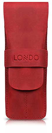 Londo Echtleder Stift- und Bleistiftetui mit Umklapp-Flap, Schreibwaren Tasche – Zwei Fächer