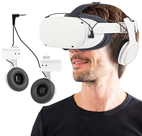 Auriculares estéreo VR compatibles con Oculus Quest 2 Elite, Correa para la Cabeza y Correa Original para la Cabeza, Graves Profundos 3D, Sonido de 360 Grados (Blanco)