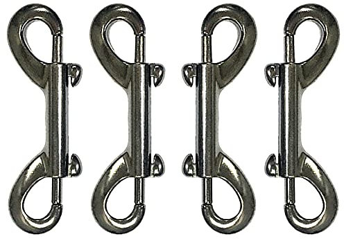 Xihuimay Pack of 4 Double Ended Bolt Snap Hook 3.5 Zinc Alloy Spring Hook Nickel Plated Metal Clips Trigger Chain Clips Multipurpose Hardware Buckle for Horse Tack Dog Leash Garage Use, Black