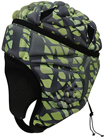 Amagogo Verstellbarer Rugby-Helm Kopfschutz Kopfbedeckung für Fußball Baseball Kopfschutz Weicher Schutzhelm für Erwachsene Jugend - Grün
