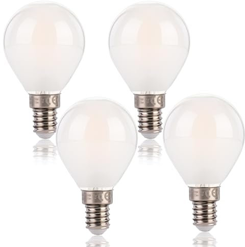 LED Small Edison Bulb,FLSNT Frosted E14 Screw Golf Ball P45/G45 Light Bulb,5.5W(40W Equivalent),Dimmable,2700K Soft White,550LM,Pack of 4, ‎DSG1560FILFR14-27