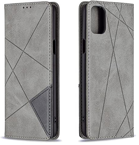 Posanter Kompatibel mit LG K40 Hülle, Premium Leder Brieftasche Flip Handytasche Schutzhülle Klapphülle, 360 Grad TPU Stoßfest Leder Hülle mit [Magnetisch, Kartenfach, Standfunktion] (Grau)