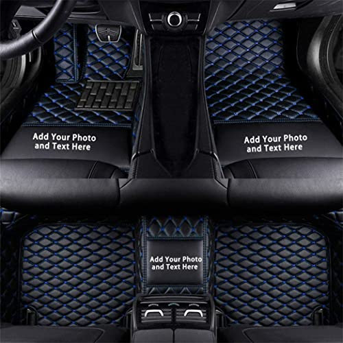 Universal Fussmatten Auto Custom Passform für die meisten Modelle,Kunstleder wasserdichte Voll Auto Matten,Schwarz Blau