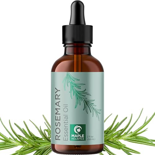 Pure Rosemary Oil for Hair and Skin - Undiluted Premium Grade Essential Oil for Diffusers Aromatherapy and Beauty DIYs - Nourishing Hair Oil for Enhanced Shine and Volume (60mL)