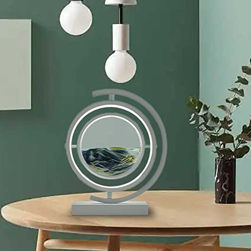 LZH FILTER Lampe de Paysage de Sable en Haute Mer À LED, Lampe de Table de Sable Fluide, Peinture de Sable Coulant de Sablier 3D, Art du Sable pour Cadeau Enfant Adulte