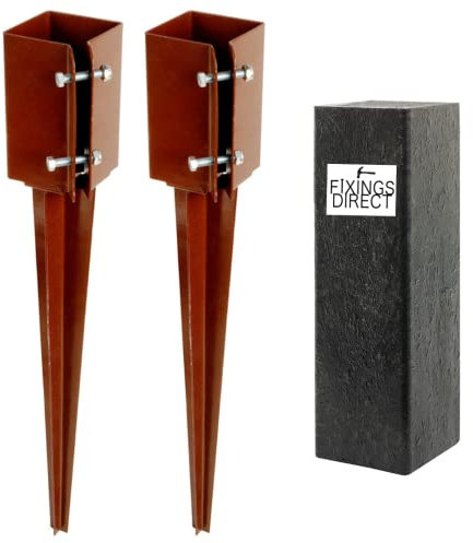 [FIXINGS DIRECT®] 100mm (4) Industrial Fence Post Spike Support 750mm Long Drive Down Post Spike Kit (Includes Free Driving Tool) (2)