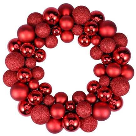 Weihnachtskranz-Kugel-Ornamente, bruchsicher, Haustür, Fenster, zum Aufhängen, Weihnachtsdekoration für Feiertage, Veranstaltungen, drinnen und draußen (Gold-Rot