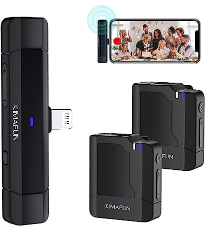 KIMAFUN 2.4G Drahtloses Lavalier Mikrofon für i_Phone, Kabelloses Ansteckmikrofon Wireless Echtzeitüberwachung für Live-Stream, Vlogger, Videoaufzeichnung, Interview, G50-6(2TX+1RX)