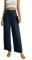 QIXING Weite Hosen Damen High Waist Palazzo Hose Gerade mit Taschen Yoga Stoffhose Damen Elegant Sommer Damenhose mit Gummizug (Marineblau, M)