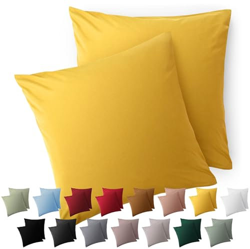 Blumtal Kissenbezug 65 x 65, 2 Stück - Oeko-TEX zert. Kissenbezüge 100% Mikrofaser in extra weich & waschmaschinenfest - Bezug Kissen 65x65 Gelb