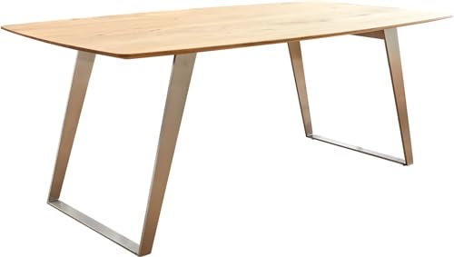 DELIFE Esszimmertisch Edge Boot Eiche Natur 200x100 Edelstahl Schräg Esstisch