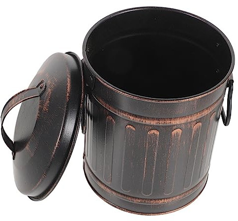 PRETYZOOM Ascheeimer Mit Deckel Metallgrill Holzkohlebehälter Kohleaschedose Vintage-Kamineimer Blätter Brennendes Fass Kleiner Kohlebehälter Für Die Feuerstelle Holzofen
