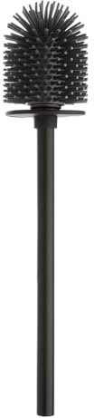 Inbagno Scopino di Ricambio per WC Universale con setole Nere in Silicone Antibatterico e Manico in Acciaio Nero