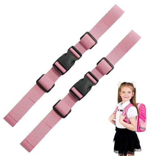 Toulifly Verstellbarer Brustgurt Rucksack,2 Stück Brustgurt Für Schulranzen,Brustgurt Rucksack Kinder Set,rutschfest Strapazierfähiger Brustgurt,Nylon Brustgurt mit Schnalle,für Außerhalb Reise(Rosa)