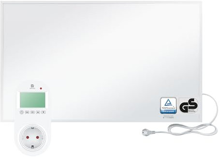 BR Bringer Infrarotheizung 800 Watt - mit Steck-Thermostat - Infrarot Elektroheizung Energiesparend - 5 Jahre Garantie, TÜV GS - Deutsche Qualitätsmarke (weiß)