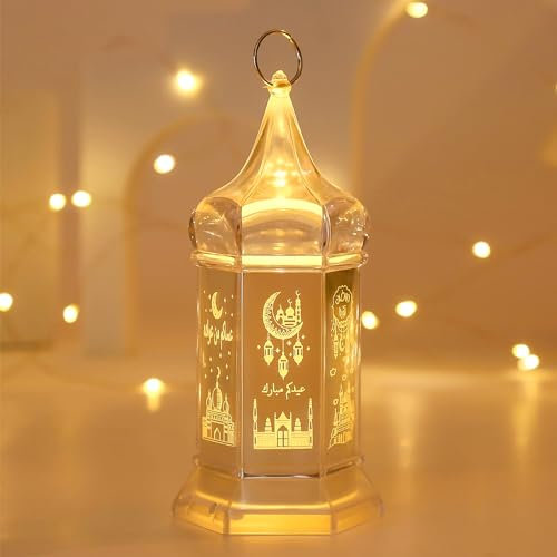 Recitem 1/2 Stücke Ramadan Dekoration Laterne, Ramadan Deko Lampe, Silber