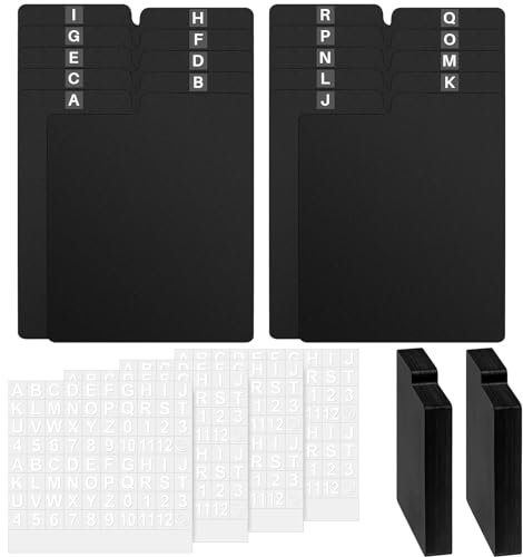 Skyygemm 100 Pcs CD and DVD Dividers with Tabs 5 x 5.5 Inch Compact Black Comic Book Disc Dividers Vinyl CD Storage File Guides Polypropylene Plastic Organizer with Letter Alphabet Label Stickers