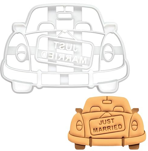BAKERLOGY Emporte-pièce Voiture Juste Mariée - Conception détaillée d'emporte-pièces pour la pâtisserie et l'artisanat, adaptée au fondant, à la pâte, à l'argile