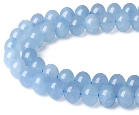 XIANNVXI 8mm Aquamarin Perlen zum Auffädeln Naturstein Kristalle Edelsteine zum Auffädeln Perlen für Armbänder Ketten DIY Schmuck Basteln (ca. 47 Stück)