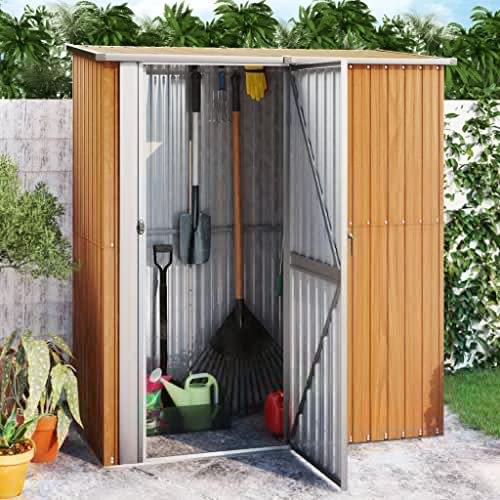 Home Outdoor SonstigesGartenhaus 180,5x97x209,5cm Verzinkter Stahl Holzoptik