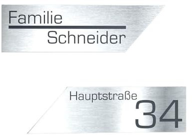 Graviers Design Placa de buzón de acero inoxidable para buzón, autoadhesiva, placa para nombre + número de casa, juego personalizado con grabado cortado a láser