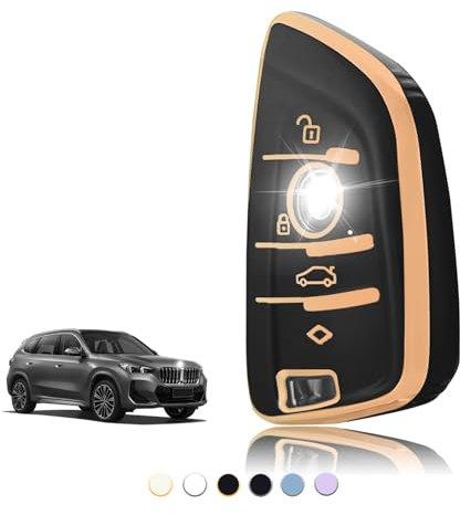 TOOMUME Coque Clé TPU, Etui Clé Étui Clé Adapté pour BMW Serie 1/2/3/4/5 X1 X2 X3 X4 X5 X6 F15 F16 F25 F44 F45 F48 F49 F85 F86 G30 G31 M3 M4 Z4, Couvre Clef Cache Cle Voiture Telécommande - Smart Key