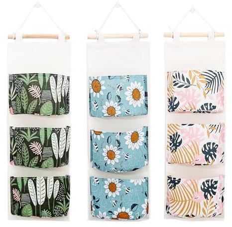 Borsa Portaoggetti da Parete con 3 Tasches, 3PCS Portaoggetti da Appendere Impermeabile Borsa da Appendere Pieghevole Appesa Borsa Organizzatore Tasche Bambini per Camera da Letto, Ufficio, Bagno