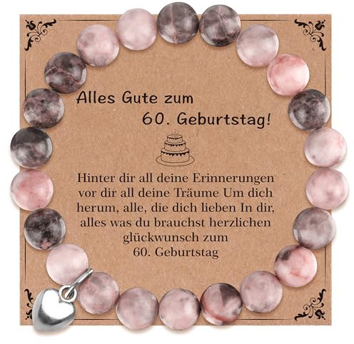 Rebundex 60 Geburtstag Frau Geschenk 60. Geburtstag Geschenke für Frauen 60 Jahre, 60.ter Armband Damen Geburtstagsgeschenk für Frauen Mama Oma