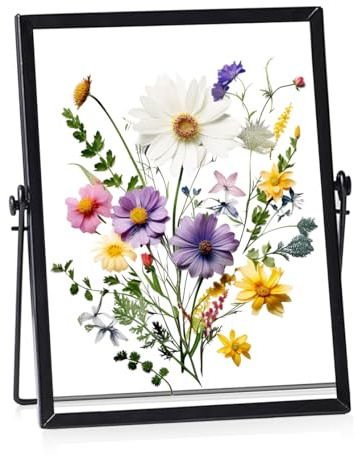 HyzaPhix Bilderrahmen für Gepresste Blumen, Blumenrahmen Fotorahmen Pressed Flower Frame für Gepresste Blumen, Pflanze Probe, Foto, Geschenke für Frauen, Beste Freundin (Schwarz 15x20cm)