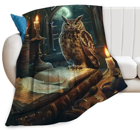 Baegopa Eulen-Decke, Eulen-Geschenke für Frauen und Mädchen, Buch-Überwurf, Decke, gemütlich, Plüsch-Fleece, Flanell, leicht, flauschig, Party-Decken für Bettdekoration, 127 x 101 cm