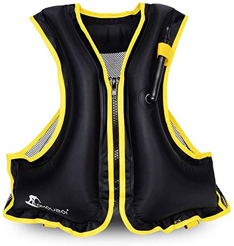 VENNERLI Aufblasbare Jacke Schwimmen Weste Kajak Angeln Schnorcheln Auftrieb Jacke Schwimmen Jacke Brightly Coloured Vest Geeignet für Wassersport für Erwachsene (Schwarz)