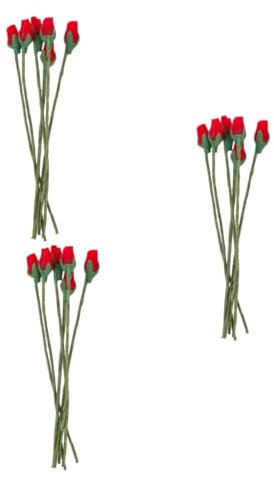 Alipis 3 Sätze Mini-Rose Rosenblüte Aus Papier Haushaltsdekoration Blumendekor Künstliche Rose Künstliche Blüten Hochzeitsdeko Mini- -dekore -blütenknospen Harz Rot 6 Stück * 3