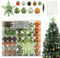 Daniel James 50-Piece Christmas Baubles Set – Shatterproof Hanging Baubles with Bead Chain & Star Tree Topper - Christmas Tree Decorations & Xmas Ornaments - Sage Green