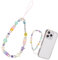 Cute Beaded Phone Charm, Smiley Face Beaded Lanyard Wrist Strap Fruit Letter Pearl Rainbow Handmade Clay Beads, Cute Mobile Phone Charm Decoration Chain Keychain for Girls Women
