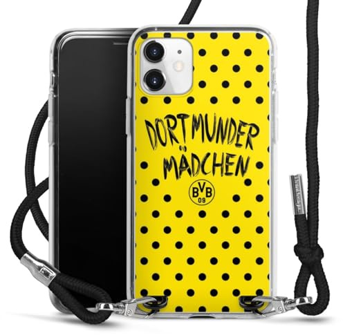 Carry Case kompatibel mit Apple iPhone 11 Hülle mit Band Handykette zum Umhängen schwarz Borussia Dortmund Dortmunder Mädchen BVB