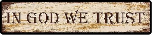 Geroclonup Metal Sign In God We Trust Vintage Signs Retro Tin Signs Art Plaque Aluminum Sign for Bedroom Kitchen Garden Wall Pub Club Coffee Hanging Sign Decor 10x40cm