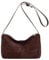 Mabecol Damen Umhängetasche aus weichem Wildlederimitat, Verstellbare Schultertasche mit Reißverschluss, Kompakte Crossbody Tasche, Handtasche für Frauen (Dunkelbraun)