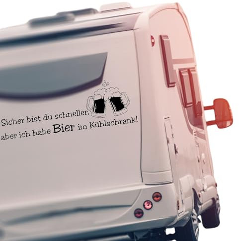 Wohnwagen Aufkleber, mit Spruch, Bier im Kühlschrank, Camping Vinyl Sticker Design, für Camper Selbstklebend