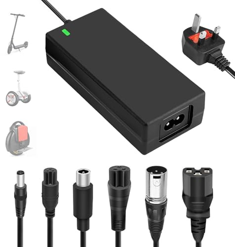 Electric Scooter Charger, 42V 2A Hoverboard Mobility Scooter Charger, Electric Bike Chargers with 6 Connections, e Scooter Chargers for Balance/Hoverboard/Mobility Scooter